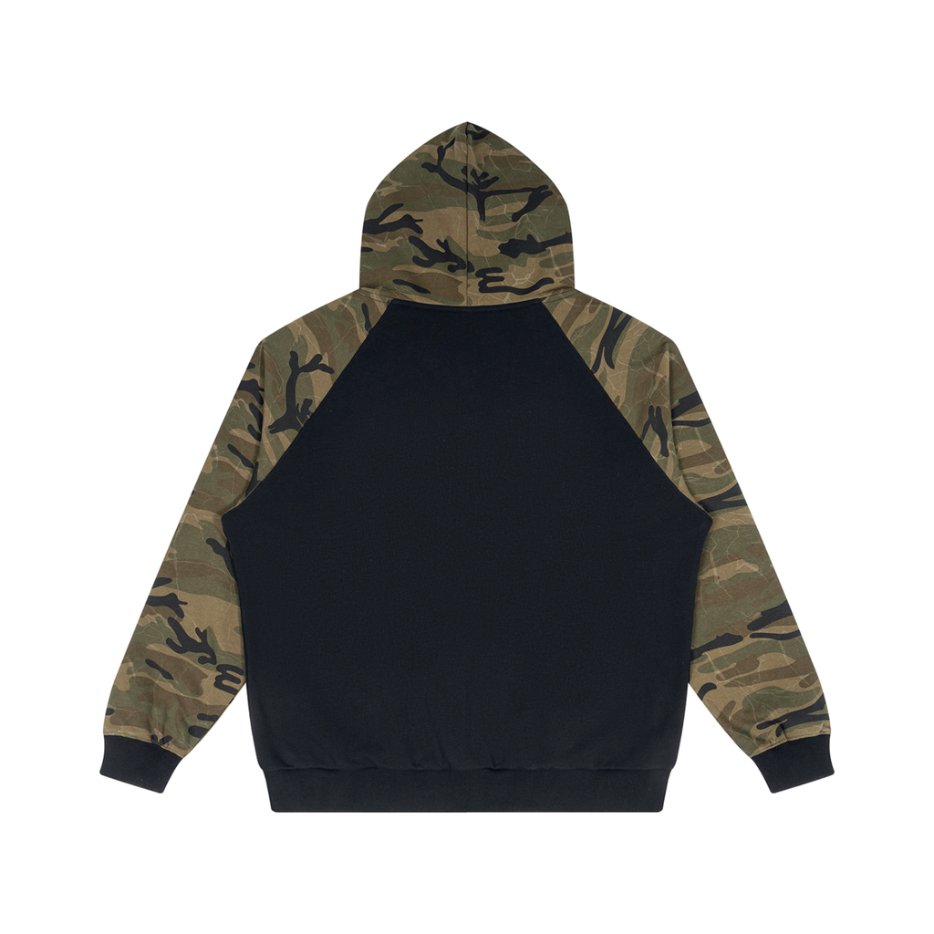 Artistic Operations Unisex Camo-Splice Raglan Zip Hoodie