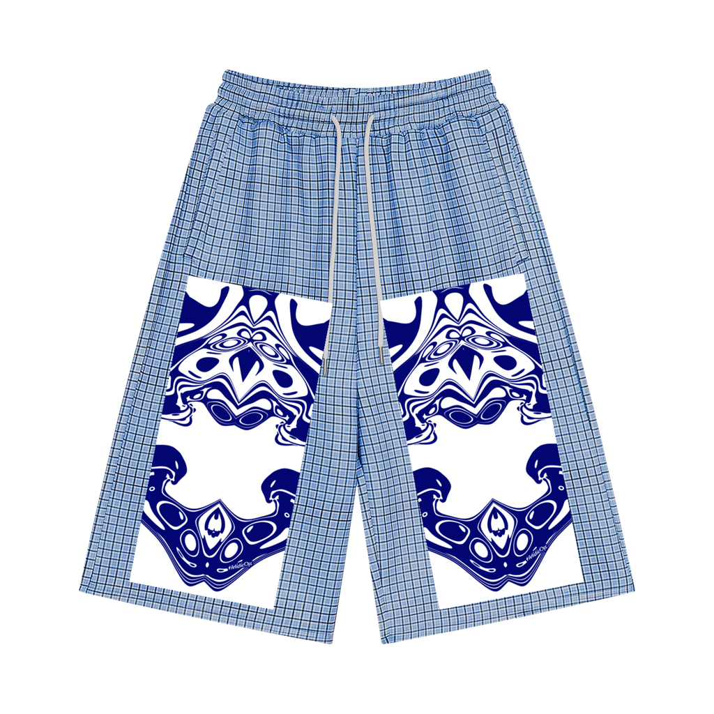 Unisex Plaid Drawstring Shorts