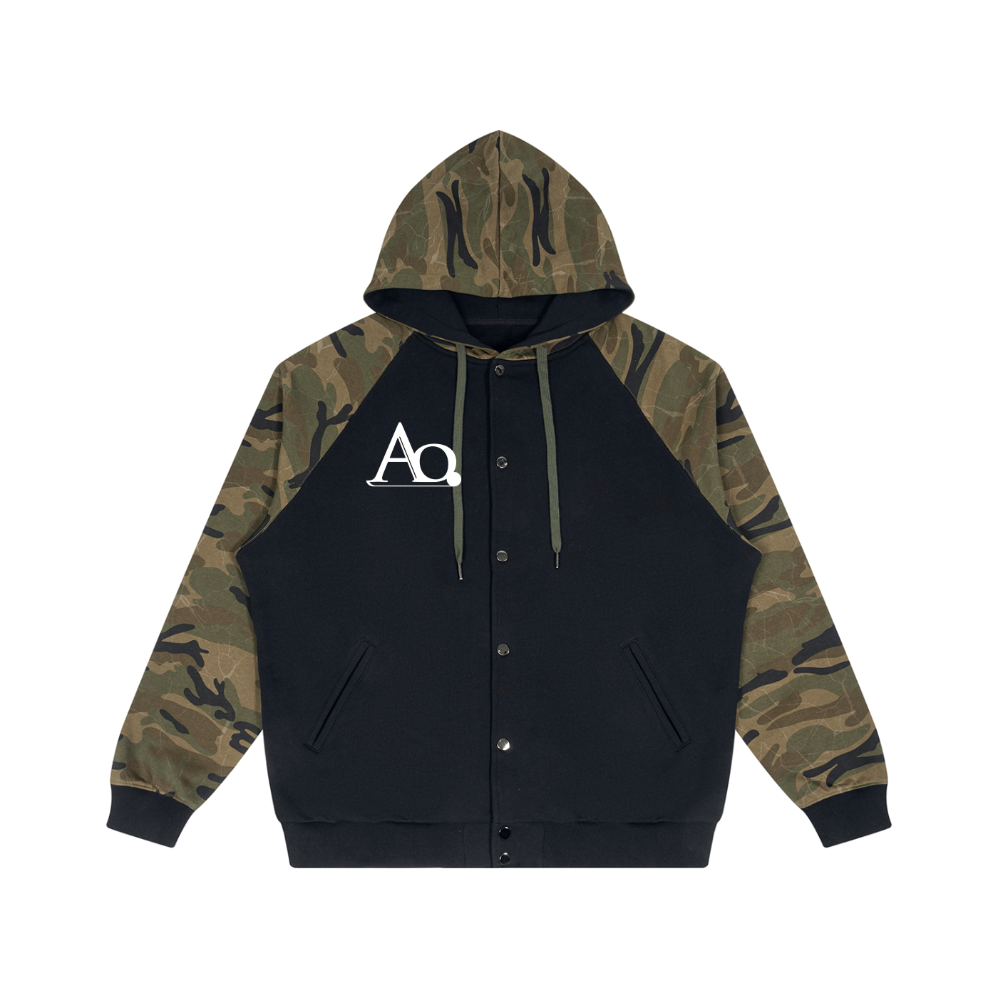 Artistic Operations Unisex Camo-Splice Raglan Zip Hoodie