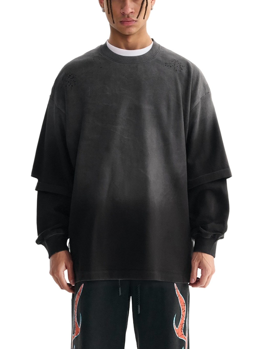 mens,faded,black,longsleeve,gray,fade,cotton,tapstitch,artistic,operations,2026,new,winter,evening,sports
