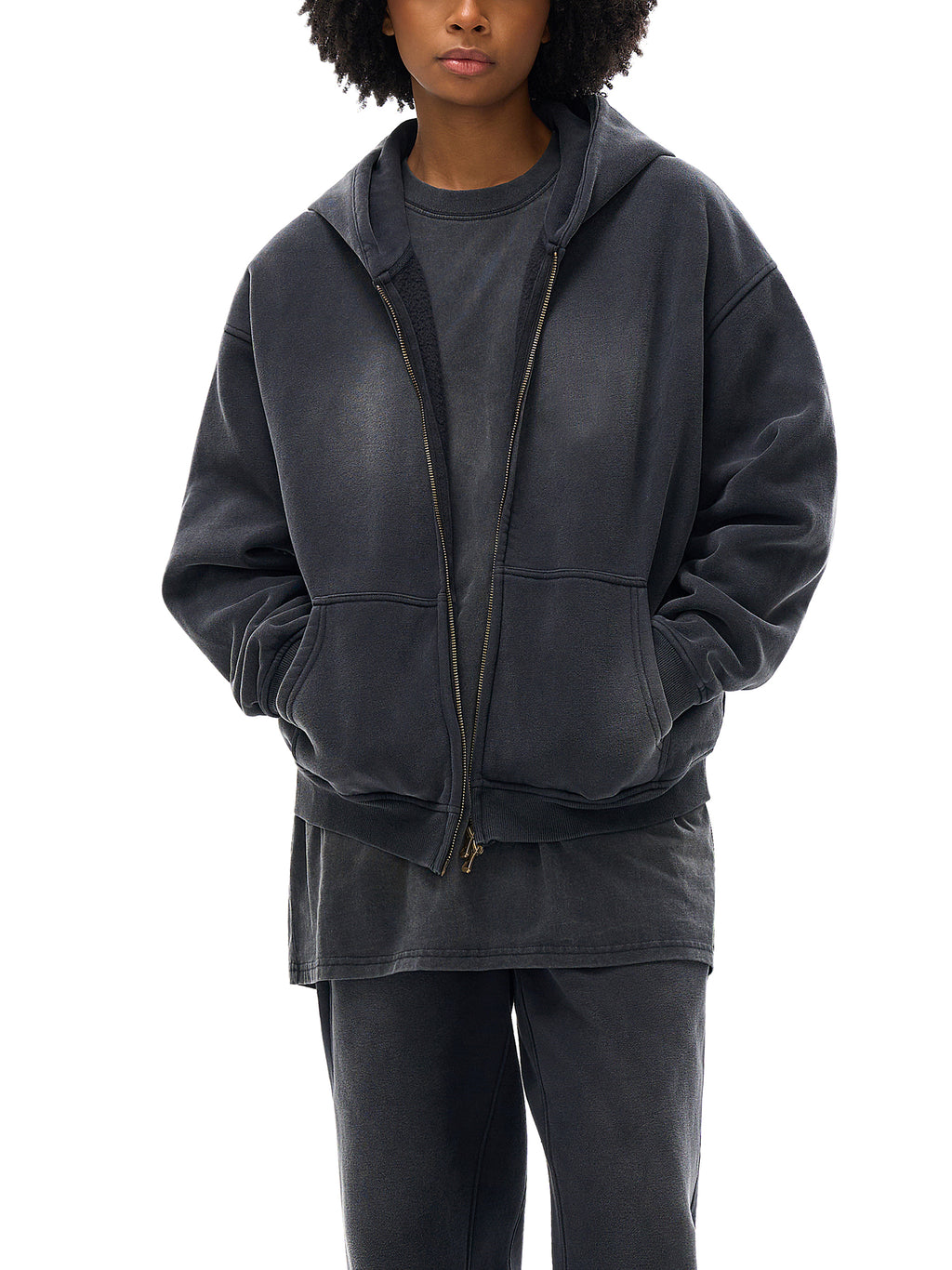 Artistic Operations Official Sunfade Two-way Zipper Boxy Fleece Hoodie