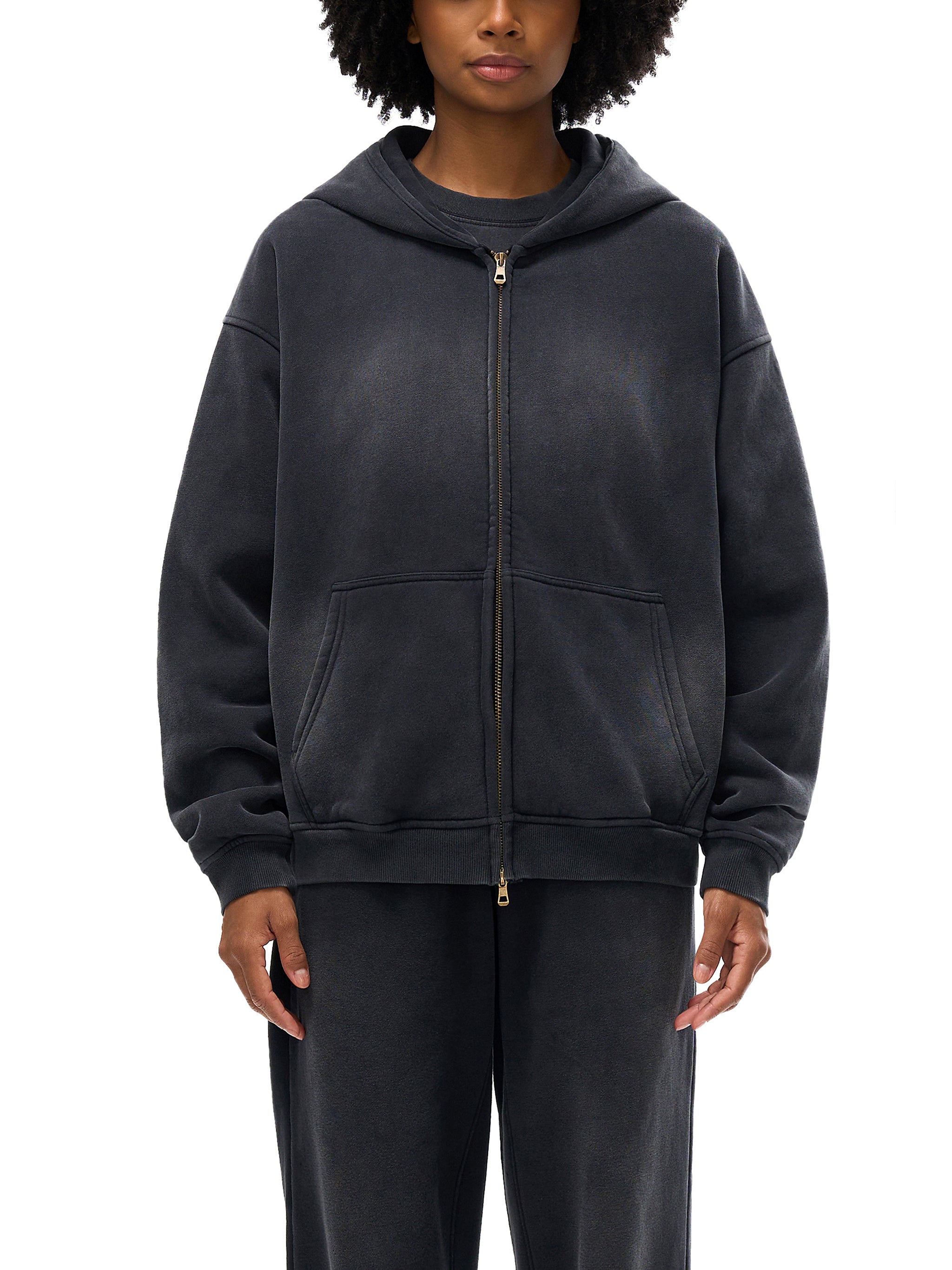 Artistic Operations Official Sunfade Two-way Zipper Boxy Fleece Hoodie